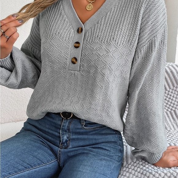 Half Way There Women’s Buttoned Sweater - Picture 2 of 4